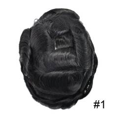 LyricalHair Mens Toupee ALI 1 Fine Mono Poly Coating Around Durable Hair System Hairpiece Human Remy Black Human Hair Replacement Men Wigs