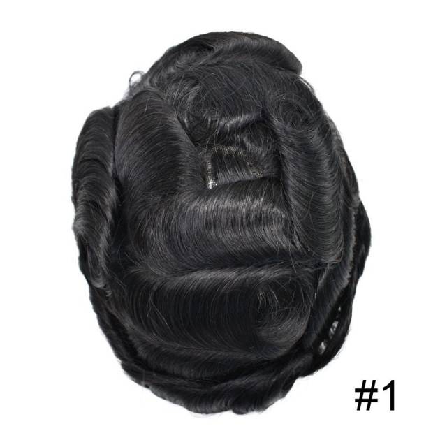 LyricalHair D7-3 Natural Mens Toupee Fine Mono Center Easy Tape Around PU Perimeter Wear Durable Hair System Replacement Medium Density