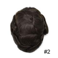LyricalHair D7-3 Natural Mens Toupee Fine Mono Center Easy Tape Around PU Perimeter Wear Durable Hair System Replacement Medium Density