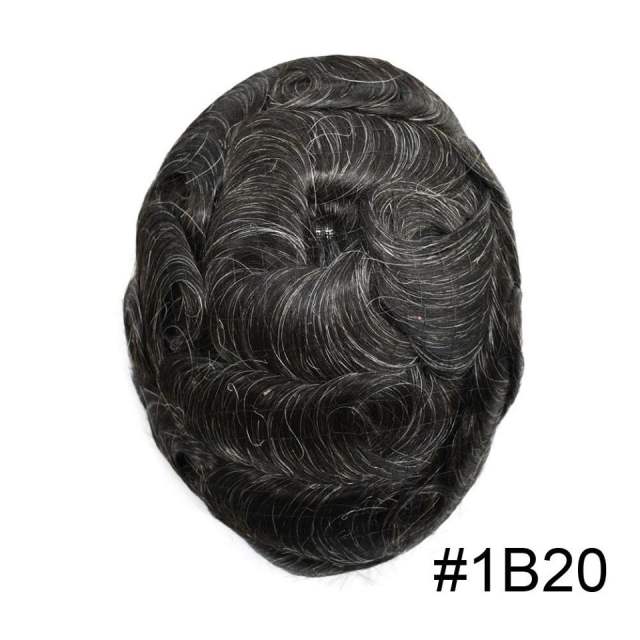 Lyricalhair French Lace Center Mens Human Hair Toupee Lace Easy Tape Attached Hairpiece Skin PU Around Hair Replacement Wigs for Men D7-5