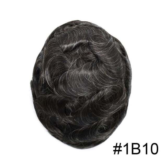 Lyricalhair French Lace Center Mens Human Hair Toupee Lace Easy Tape Attached Hairpiece Skin PU Around Hair Replacement Wigs for Men D7-5