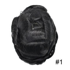 Lyricalhair French Lace Center Mens Human Hair Toupee Lace Easy Tape Attached Hairpiece Skin PU Around Hair Replacement Wigs for Men D7-5
