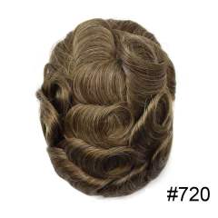 LyricalHair Mens Toupee Durable Fine Mono Mens Hair System PU Around Easy Tape Attached 100% Human Hair Men's Hair Replacement System D7-3 From US