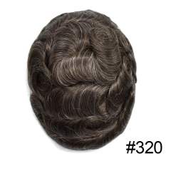 LyricalHair Mens Toupee Durable Fine Mono Mens Hair System PU Around Easy Tape Attached 100% Human Hair Men's Hair Replacement System D7-3 From US