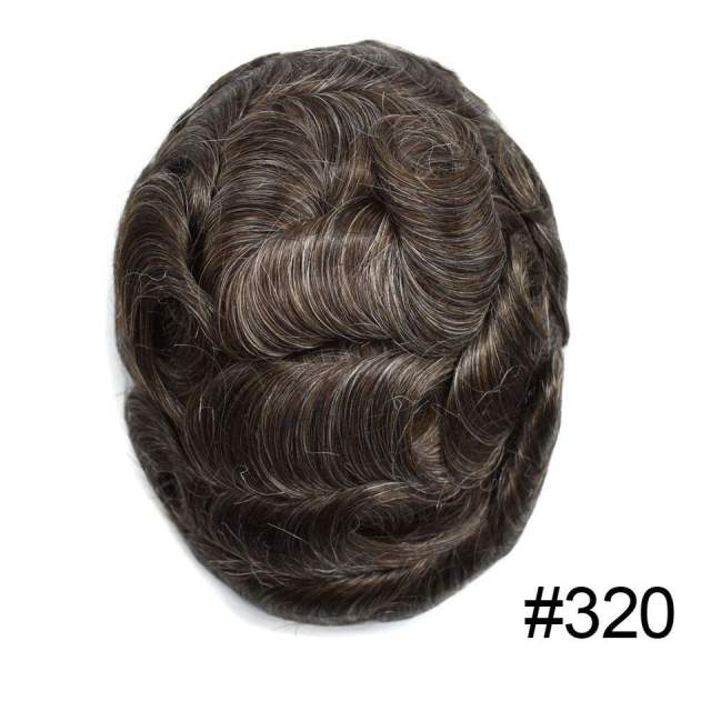 LyricalHair Mens Toupee Durable Fine Mono Mens Hair System PU Around Easy Tape Attached 100% Human Hair Men's Hair Replacement System D7-3 From US