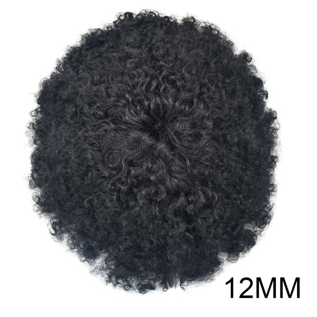 Lyrical Hair Afro Toupee 6MM Weave Hair Unit Black Mens Curly Toupee ...