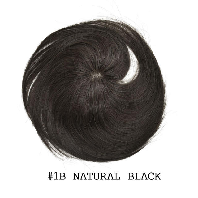 LyricalHair 17x20CM Mono Base 100% Human Hair Cover Up Crown Clip On Hair Straight With Bangs Top Quality Hairpiece For Thinning Hair or Hair Loss A7