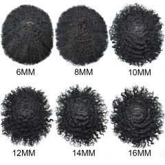 LyricalHair  Afro Toupee For Men African Curly Fine Mono Durable Hair System Tape Around African American Black Unit 100% Human Hair Medium Density AFRO AAA1
