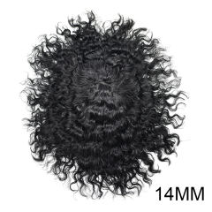 LyricalHair  Afro Toupee For Men African Curly Fine Mono Durable Hair System Tape Around African American Black Unit 100% Human Hair Medium Density AFRO AAA1