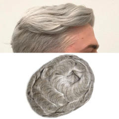 LyricalHair Men's Toupee Full French Lace Hair Systems Swiss Lace Natural Front Bleached Invisible Knots Men's Hairpieces Best Selling in North America Human Hair For Men