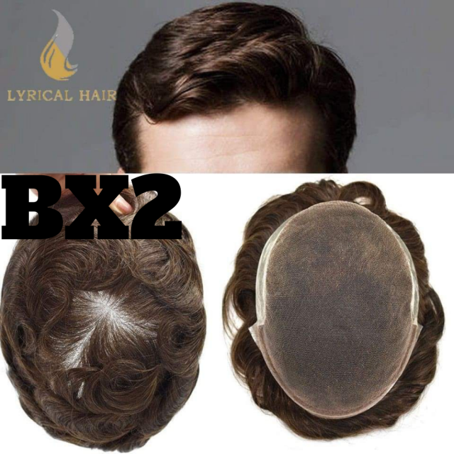 LyricalHair Men Toupee French Lace Natural Men Toupee Swiss Lace Bleached Konts Natural Hairline Breathable Hair Replacement System Best Selling in North America 100% Human Hair Mens Hair System For Men