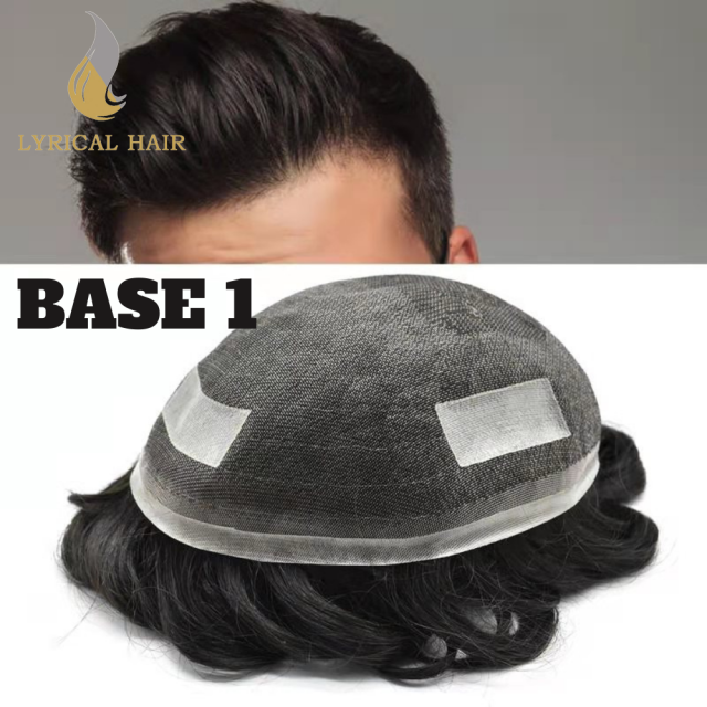 LYRICAL HAIR Mens Toupee Hair System Replacement for Men Durable Welded Mono Breathable Full Lace With 4 Tape Tabs Mens Hairpiece Poly Coated Slight Wave
