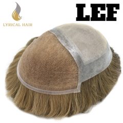 LyricalHair Lace Front Hair Systems for Men,Back Lace Attached & Skin Injected Hair With Breathable Holes Men's Toupee, Human Hair Light Blonde Color Men's Hairpieces