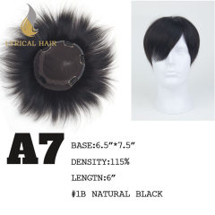 LyricalHair 17x20CM Mono Base 100% Human Hair Cover Up Crown Clip On Hair Straight With Bangs Top Quality Hairpiece For Thinning Hair or Hair Loss A7