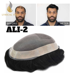 LyricalHair Natural Mens Toupee ALI 2 Durable Hair Replacement System 1/8