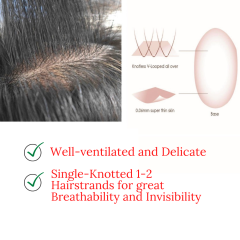 LyricalHair Mens Toupee Non-Surgical 0.04mm Super Thin Skin Best Selling in North America Hair System Transparent Invisible Poly Skin Mens Toupee Undetectable V-Looped Hair Units Wigs From USA For Men