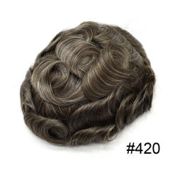 420# Medium Brown with 20% Synthetic Grey Hair