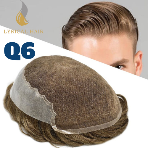 LyricalHair Best Selling in North America French Lace Hair Systems For Men Non Surgical Men's Human Hair Toupee Hairpieces Poly Skin At Sides And Back Natural Hairline Hair Units For Men Q6