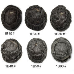 LyricalHair Best Selling in North America Full French Lace Mens Hair System Invisible Swiss Lace Bleached Knot Lace Front Men's Toupee with Natural Hairline 100% Human Indian Hairpiece