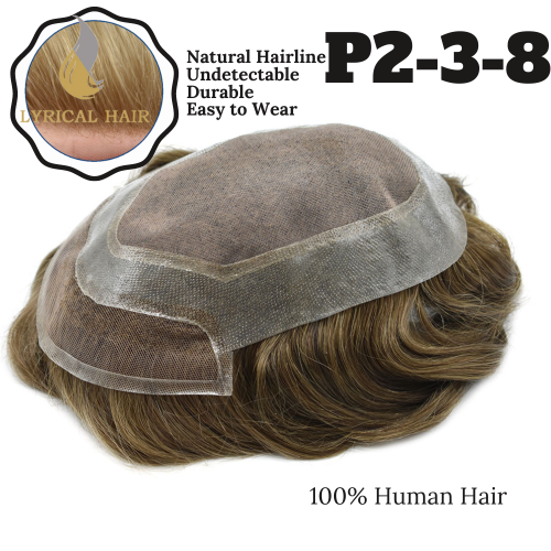 LyricalHair Durable Silk Mono Men's Hair Pieces Lace Front invisible Knots Men's Hair Toupee Remy Quality Best Hair Systems For Men