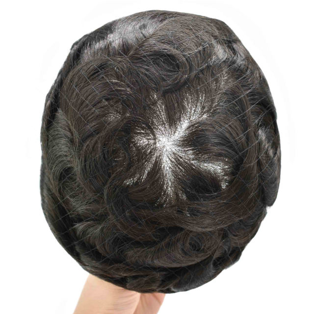 LyricalHair D7-5 French Lace Center  Lace Human Hair Toupee Hairpiece Skin PU Around Hair Replacement Wigs For Men