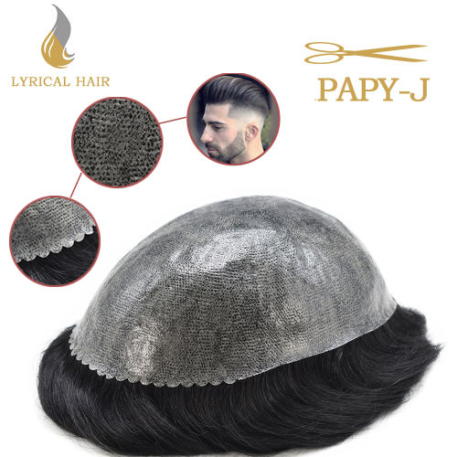 PAPY-J: Toupee for Men Injected PU Human Hair System Transparent Skin Full Poly Replacement Hairpiece Wig Durable Hair Unit Peluca para hombre