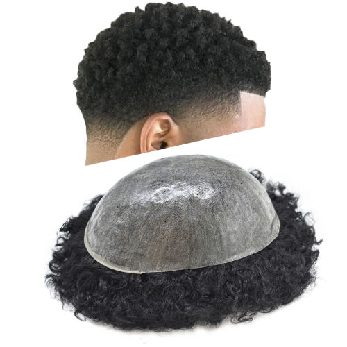 LyricalHair  African Curly Afro Mens Toupee Hair Unit For Black Mens Curly System 100% Human Hair African American Full Skin Wigs For Black Men 6MM 8MM 12MM Weave Best Selling in North America