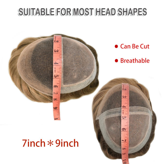 LyricalHair Lace Front Hair Systems for Men,Back Lace Attached & Skin Injected Hair With Breathable Holes Men's Toupee, Human Hair Light Blonde Color Men's Hairpieces