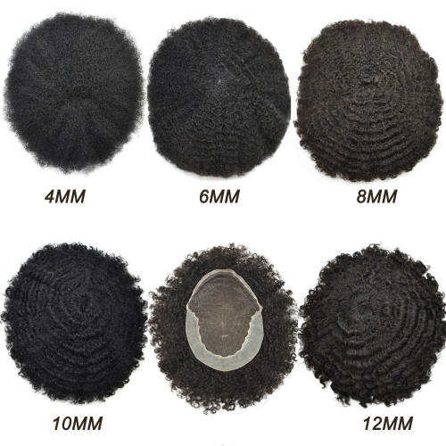 LYRICAL HAIR  Afro Kinky Curly Toupee for Black Men Brazilian Human Hair Mens Toupee French Lace Front Natural Hairline African American Mens Hairpieces For Black Men Hair Unit