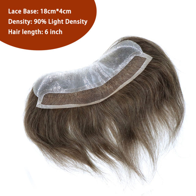 LYRICAL HAIR Mens Frontal Hairpiece Mens Forehead Hairline Toupee French Lace With PU Natural Hairline Replacement Systems For Receding Hairline 4X18cm