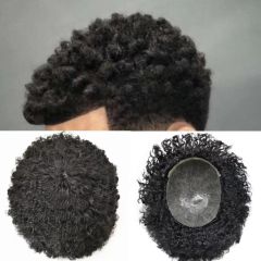 LYRICAL HAIR  Kinky Curly Afro Mens Toupee Hair Unit For Black Mens Curly System 100% Brazilian Human Hair African American Men Full Skin Wigs For Black Men Weave Hairpiece