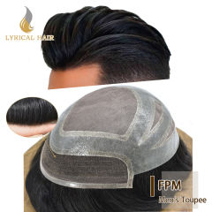LYRICAL HAIR Hair Replacement System for Men Best French Lace Front With Bleached Knots Mens Hairpieces Fine Mono Poly Skin Hair Toupee for Men