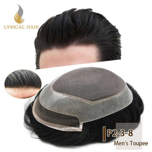 LYRICAL HAIR Durable Silk Fine Monofilament Shop Men's Hair Pieces Lace Front invisible Knots Men's Hair Toupee Remy Quality Best Hair Systems For Men