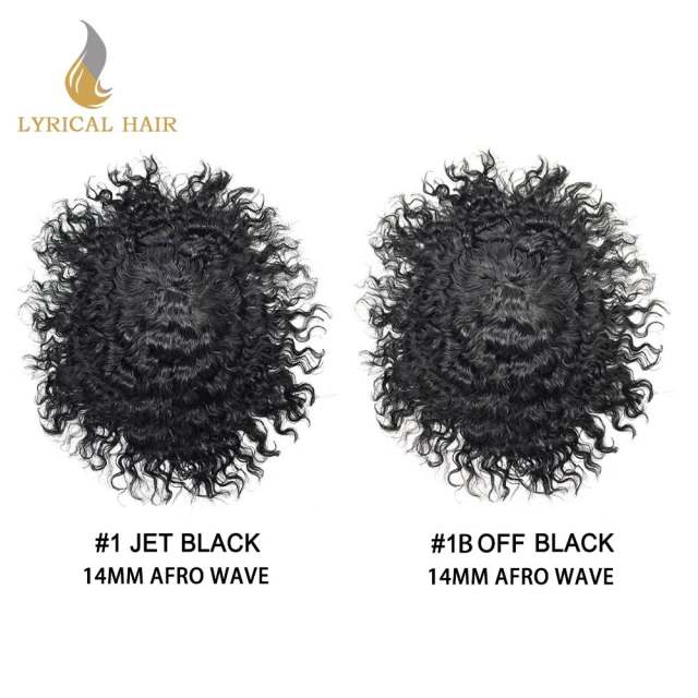 LYRICAL HAIR  Kinky Curly Afro Mens Toupee Hair Unit For Black Mens Curly System 100% Brazilian Human Hair African American Men Full Skin Wigs For Black Men Weave Hairpiece