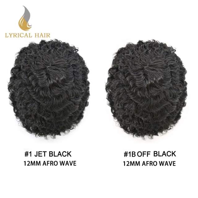 LYRICAL HAIR  Kinky Curly Afro Mens Toupee Hair Unit For Black Mens Curly System 100% Brazilian Human Hair African American Men Full Skin Wigs For Black Men Weave Hairpiece