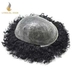 LYRICAL HAIR  Kinky Curly Afro Mens Toupee Hair Unit For Black Mens Curly System 100% Brazilian Human Hair African American Full Skin Wigs For Black Men Weave Hairpiece