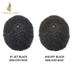 LYRICAL HAIR  Kinky Curly Afro Mens Toupee Hair Unit For Black Mens Curly System 100% Brazilian Human Hair African American Full Skin Wigs For Black Men Weave Hairpiece