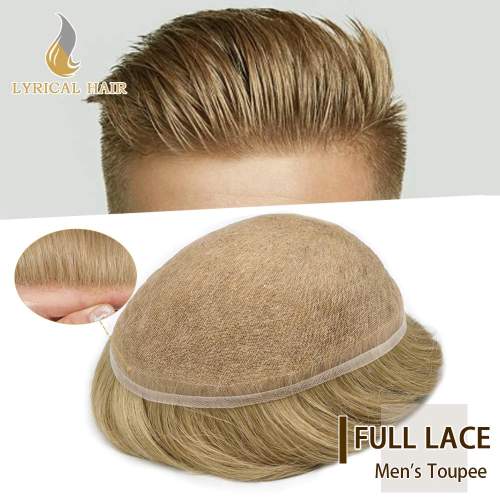 LYRICAL HAIR Non Surgical Hair Replacement for Men Hairpiece Full French Lace Mens Toupee Bleached Knots Natural Hairline Men Hairpiece European Human Hair Toupee for Men