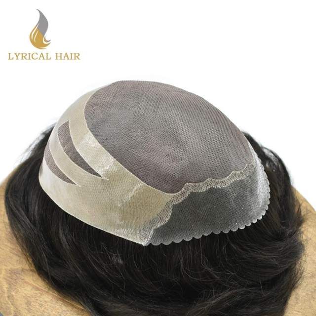 LYRICAL HAIR Mens Hair System Fine Monofilament Front Mens Human Hair Toupee Non-Surgical Hair Replacement For Mens Hairpiece
