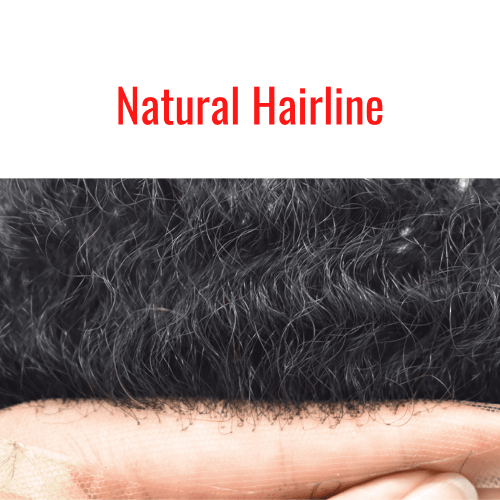 LYRICAL HAIR Afro Men Hair Units for Black Men Hair System French Lace with Injected PU Skin Non Surgical Mens Toupee for African American Men Hair Piece Man Weave 4-14mm Afro Curl Mens Hair Units