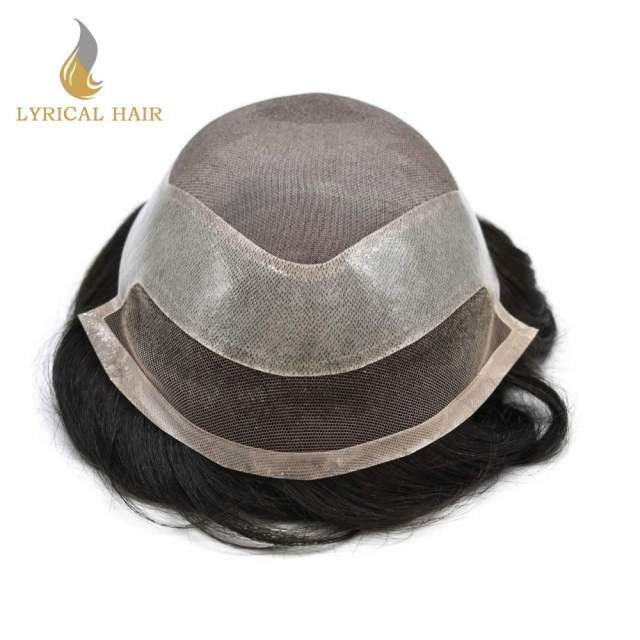 LYRICAL HAIR Durable Silk Fine Monofilament Shop Men's Hair Pieces Lace Front invisible Knots Men's Hair Toupee Remy Quality Best Hair Systems For Men