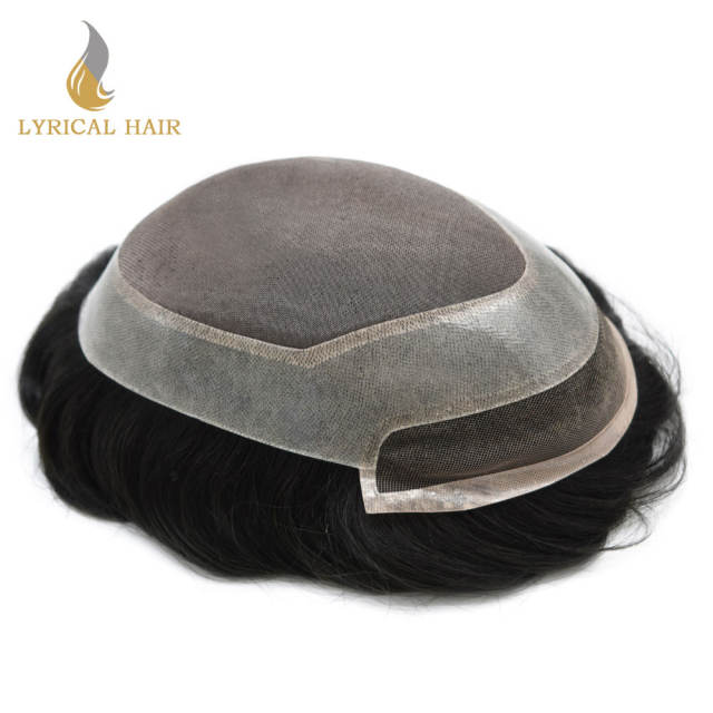 LYRICAL HAIR Durable Silk Fine Monofilament Shop Men's Hair Pieces Lace Front invisible Knots Men's Hair Toupee Remy Quality Best Hair Systems For Men