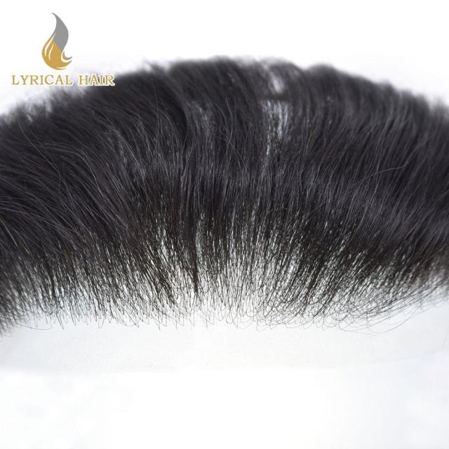 LYRICAL HAIR Men Frontal Hair replacement System V-Looped PU Toupee for Men Natural Hairline Mens Toupee for Bald Spot Skin Hair Patch for Men European Human Hair Hair Piece