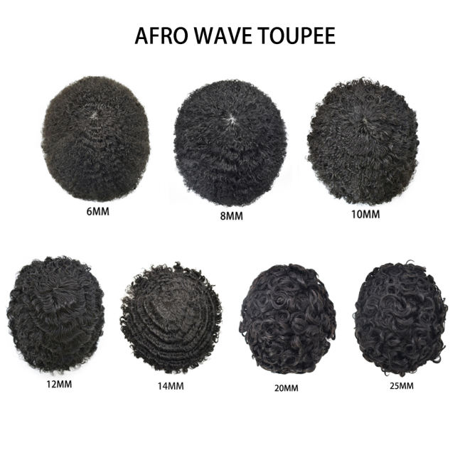LYRICAL HAIR Afro Curly Toupee For Black Men African American Men's Hair System Full French Lace Hair Units for Black Men Afro Curls Men's Hairpieces 4mm 6mm 8mm 10mm 12mm 14mm