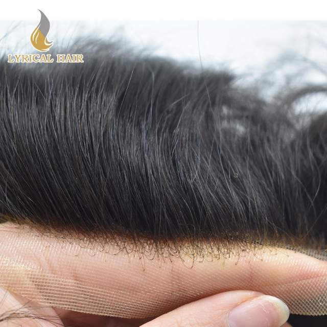 LYRICAL HAIR Mens Toupee Hair Replacement System for Men Lace Front  Fine Mono Human Hair Mens Hair pieces All Hand Tied Poly Skin
