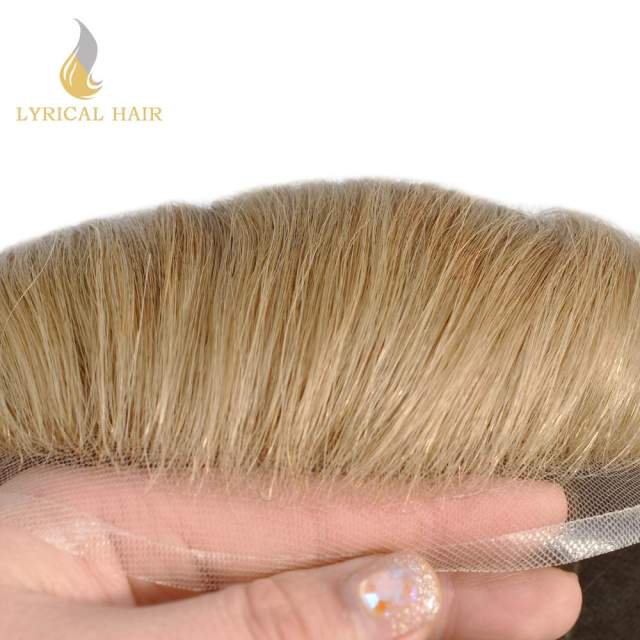 LYRICAL HAIR Systems for Men Hair Piece Lace Front with Injected PU Men's Toupee Bleached Knots Natural Hairline Toupee for Men Human Hair Piece for Men