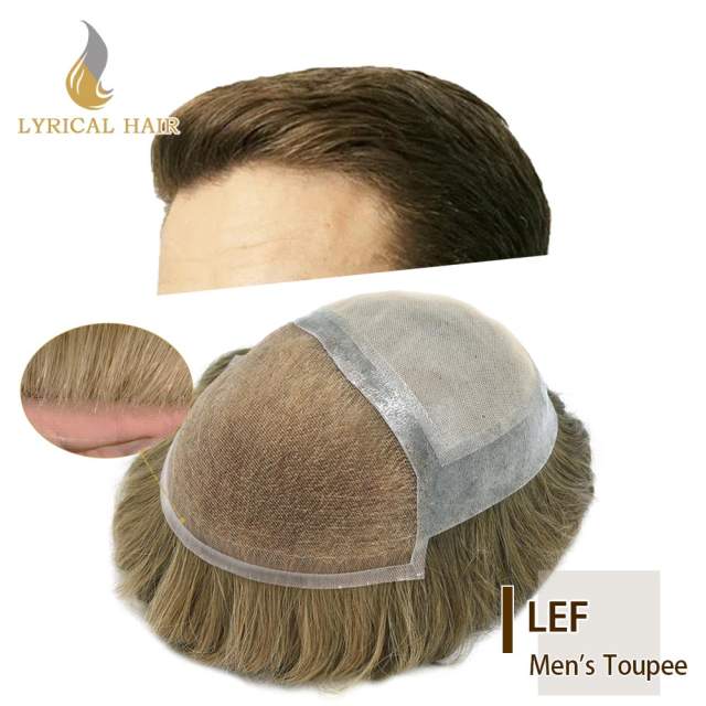 LYRICAL HAIR Toupee for Men Hair Replacement System Lace Front with Injected PU Skin Mens Toupee Natural Hairline Men Hairpiece Light Blonde Human Hair System for men
