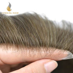 LYRICAL HAIR Mens Toupee 0.06mm Ultra Thin Skin Non Surgical Hair Replacement System for Men Undetectable V-Looped Mens Hairpieces Scalp-like Natural Hairline Toupee for Men