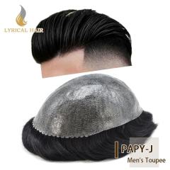 LYRICAL HAIR Toupee for Men Hair Replacement System Injected PU Mens Toupee Human Hair System Transparent Skin Full Poly Mens Hairpiece Hair Unit Peluca para hombre