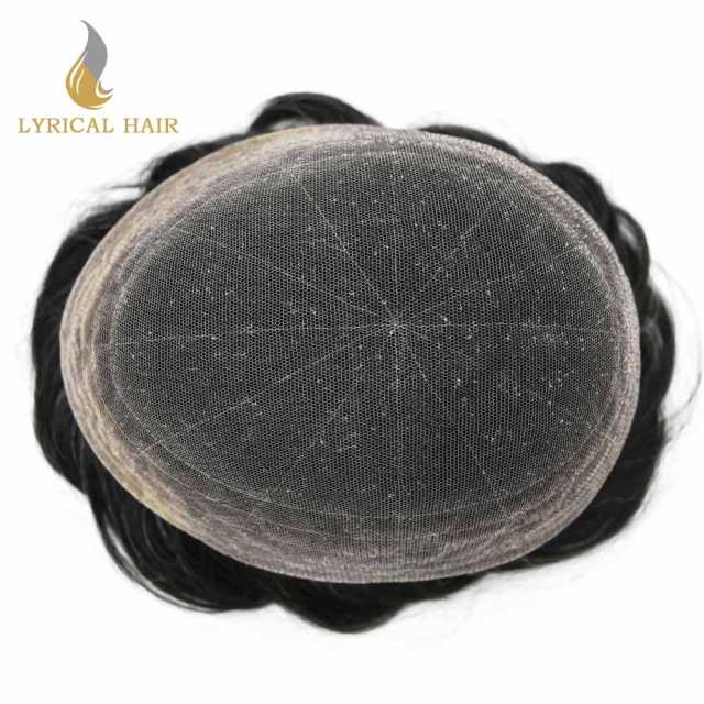 LYRICAL HAIR Men's Toupee Non Surgical Hair Replacement System Full French Lace Toupee for Men Hair Piece Bleached Knots Natural Hairline Men Hair System